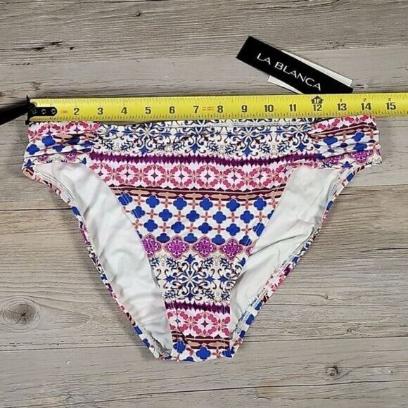 La Blanca Printed Side-Tab Bikini Bottom Sz 10 - Picture 7 of 9